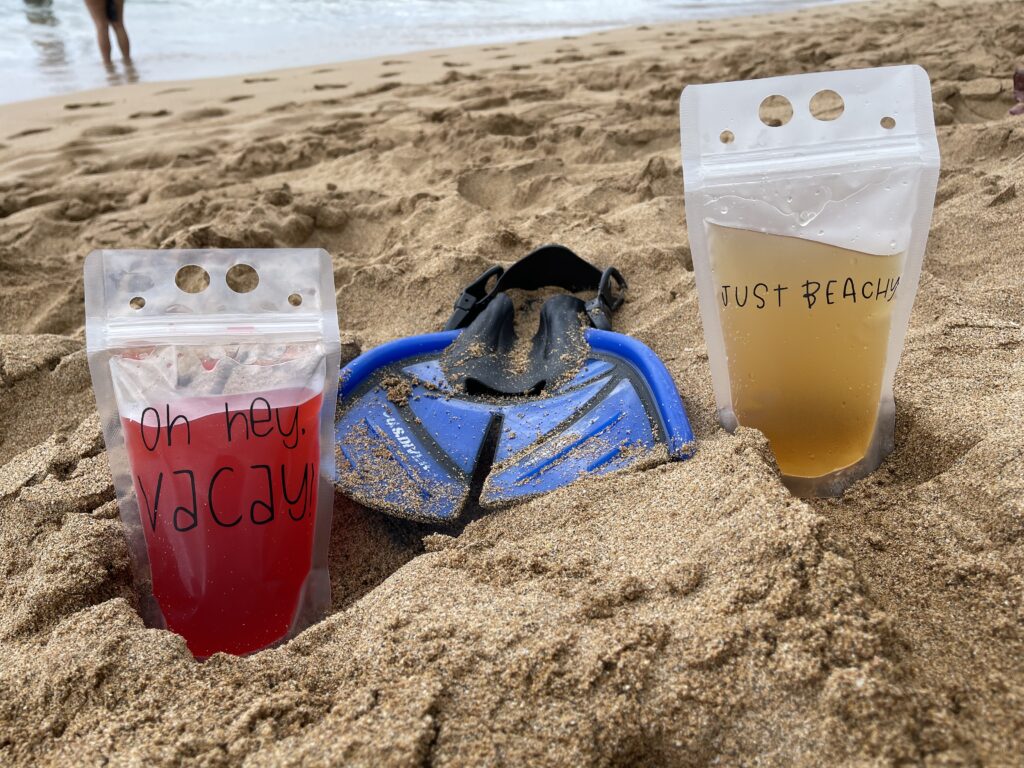 Decorate Drink Pouches with fun stickers or lettering