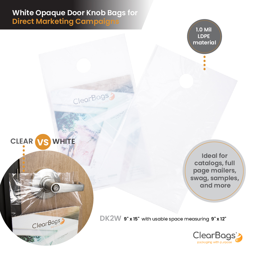 Opaque White door knob bags are ideal for when you want your items to be delivered discreetly. 